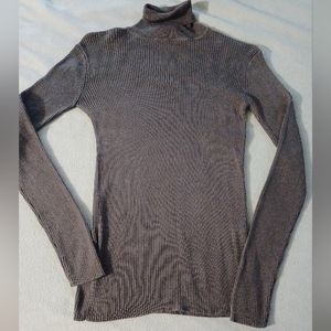 Coldwater Creek Women's Size S Ribbed Turtleneck Green Silk Blend Pullover